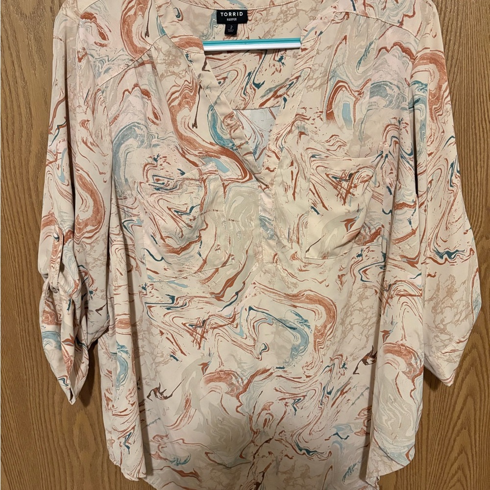 Torrid Women's Marble Print Top - Multicolor